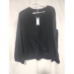 NWT TOMMY HILFIGER Black Long Sleeve Pull Over Blouse